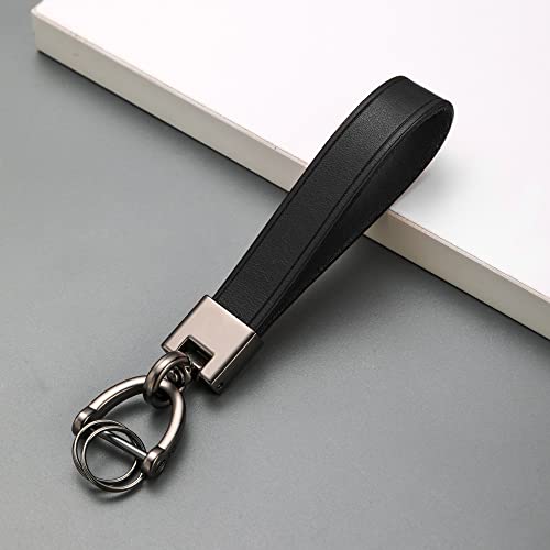 Hamdecro Genuine Leather Key Chain, Universal Car Keychains For Men And Women, Key Fob Holder With Anti-Lost D-Ring, 2 Keyrings And 1 Screwdriver - Black #TOP4