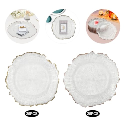 Set de 25 platos cargadores plásticos dorados miniatura 2