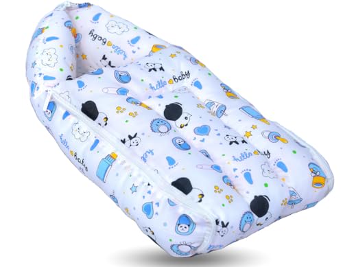 Image of Baby Bed, Sleeping Bag & Carry Nest Cotton|3 in 1 Convertible Portable Bassinet-Nest|Unisex New Born Sleeping Bed for 0-6 Months (Panda Blue)