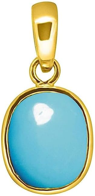 Firoza Stone Certified Pendant, 15.25 Ratti 14.30 Carat Original Turquoise Stone Pendant, Turquoise Stone Pendant - B0CRPCBRVWAMZ1504