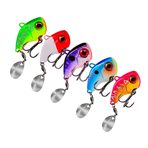 5PCS Fishing Spoons Lures Spinner Baits Metal VIB Viber Trout Crankbait Fishing Spinner Blade for Bass 6g/10g/15g/21g/28g (5PCS 28g)