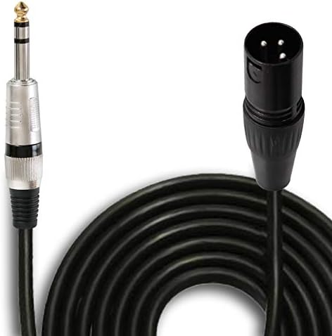 Pyle-Pro 1/4" Audio Cord-1/4 Inch Phono to XLR Male Connection 50 ft 12 Gauge Black Heavy Duty Professional Speaker Cable Wire-Delivers Sound-Pyle (PPJX50)