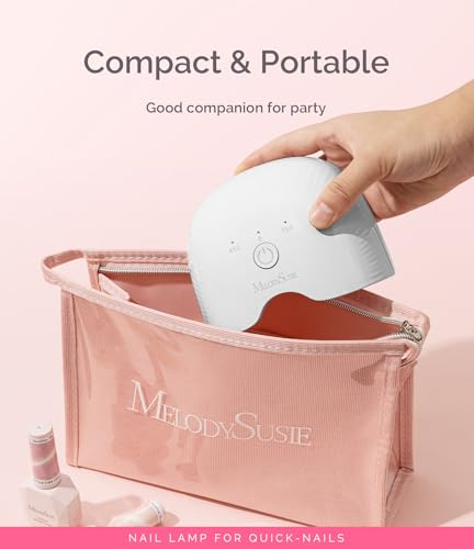 Image of MelodySusie Mini Cordless UV Nail Lamp, P-ART06G Rechargeable Portable LED UV Light with Smart Sensor, 4-Finger Curing for All Soft Gels, Especially Half-Cured Gel, Base Coat & Top Coat, White