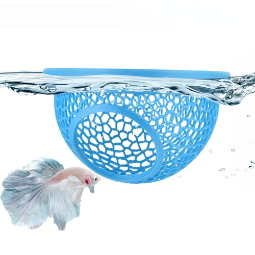 Image of Blue Floating Betta Hide & Shrimp Cave: 3-in-1 Aquarium Hammock, Feeder & Resting Spot for Betta Fish, Shrimp & Small Fish | Eco-Safe PLA