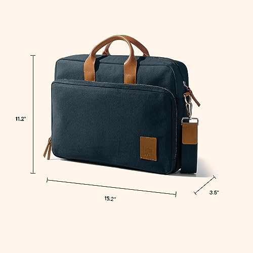Image of DailyObjects 100% Cotton Canvas Commute Laptop Messenger Bag for Men & Women | Travel Shoulder Handbag With Trolley Sleeve | Metal Zip Closure | Leather Handles | Padded Laptop Compartment For 14 inch