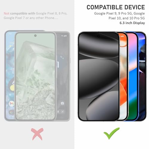 Image of SupCares Tempered Glass for Google Pixel 9, Pixel 9 Pro, Google Pixel 10 and 10 Pro (6.3 Inch) With Installation Kit | 9H Edge to Edge Screen Protector | Black