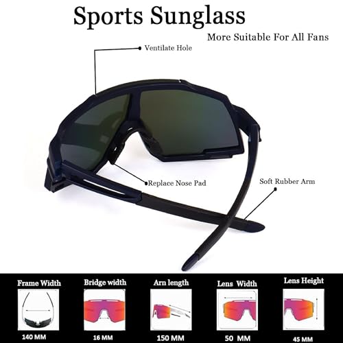 Image of Dervin One Piece Shield Sports Oversized Visor Non Polarized Sunglasses for Men Women, Outdoor Cricket Cycling Hiking Fishing Sunglasses