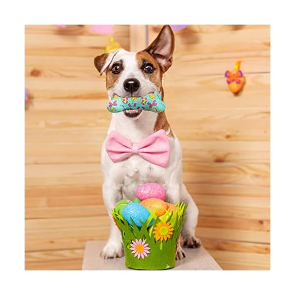 Lepawit Easter Plush Dog Toys - Interactive Squeaky Bone Toys