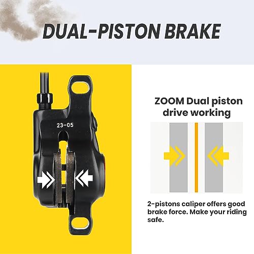 Hycline Ebike Hydraulic Disc Brake Set: Zoom H875E 2-Pistons Power-Off Electric Bike Brake Kit with 2-PIN Sensor Included 160mm Rotors and Mounting Adapter by Hycline - Image 3