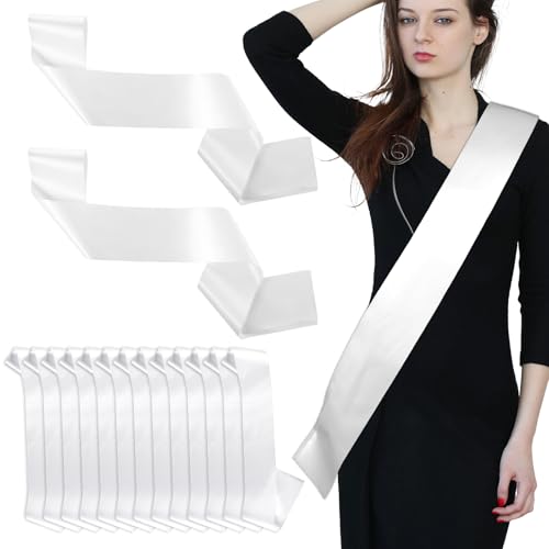 40 Pack White Sashes for Pageants, Blank Satin Sash Plain Custom Sash Birthday Sash Prom Queen Sash Senior Sash 2025 DIY Homecoming Sashes for Graduation Bridal Shower Wedding Party Decor Supplies