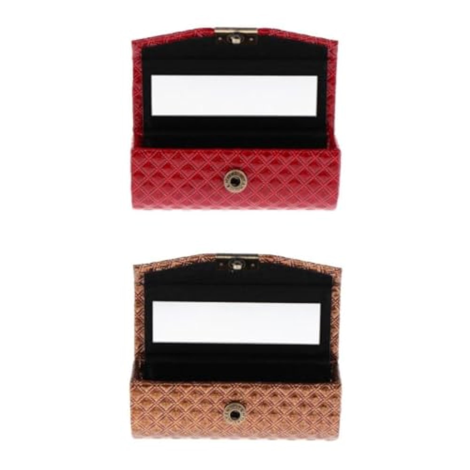 2pcs PU Leather Lipstick Case Holder with Mirror