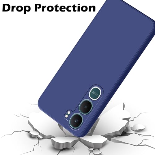 Image of amazon basics Back Cover for Vivo Y31 5G | Ultra Slim Soft Rubberised Case | Matte Silicone Flexible Mobile Case | Camera Protection - Blue