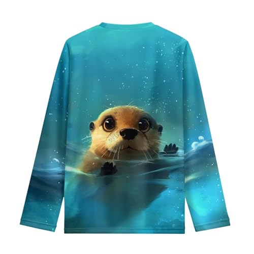 Image of Girls Cartoon Print Long Sleeve Graphic Tee Casual Crew Neck T-Shirts for 3-16 Years Little Girls