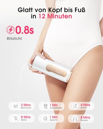 Haarlosy IPL Geräte Haarentfernung mit Gefrierfunktion,Schmerzfreie Haarentfernungsgerät mit 9 Energiestufen,3 Funktionen HR/SC/RA,999.900 Lichtimpulse Ideal für Männer,Frauen,Beine,Achseln,Körper