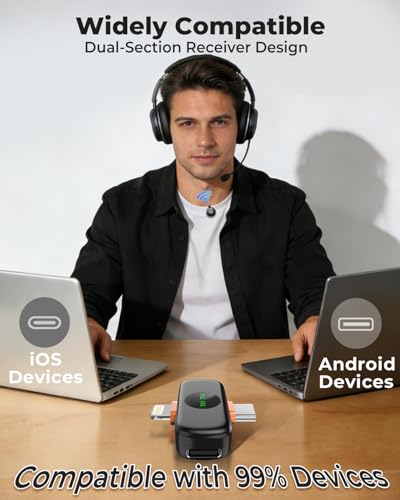 Image of VELOMAX Wireless Mic for YouTube, 2-in-1 Mic for YouTube Wireless for iPhone /Android, Dual Clip-On Magnetic Microphone with 100FT Range, Lightning & Type-C Receiver, YouTube, Vlog, Streaming