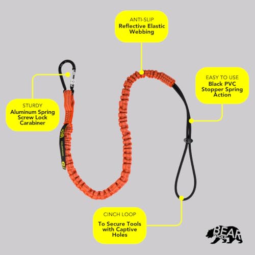 Image of 3 Foot Safety Tool Lanyard, Tough Scaffold Hard Hat Lanyard with Carabiner, Adjustable Loop End, Ultra-Durable, Premium Quality Materials Ideal for Scaffold, Tools, Construction 10PK Orange (0929OS)