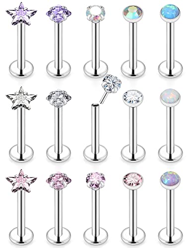 Lcolyoli Threadless Push in Medusa Piercing Jewelry Labret Jewelry Lip Rings Surgical Steel Tragus Jewelry Forward Helix Piercing Jewelry Flat Back Earrings for Women Cartilage Earring 16g 18g 20g