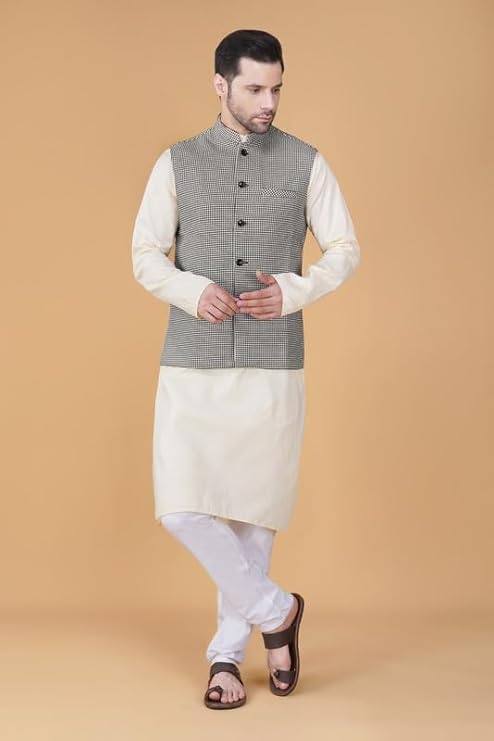 Image of DEIFIC Men's Export-Quality Indian Traditional Nehru Jacket /Waistcoat