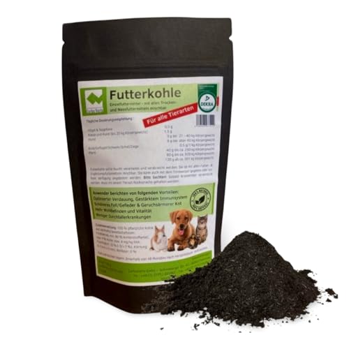 Futterkohle 150 g Nachfüllpack für Hunde, Katzen, Hamster, Meerschweinchen, Kaninchen, Hasen, Vögel, Pferde, nach GMP+ FSA gesichert (150 g)