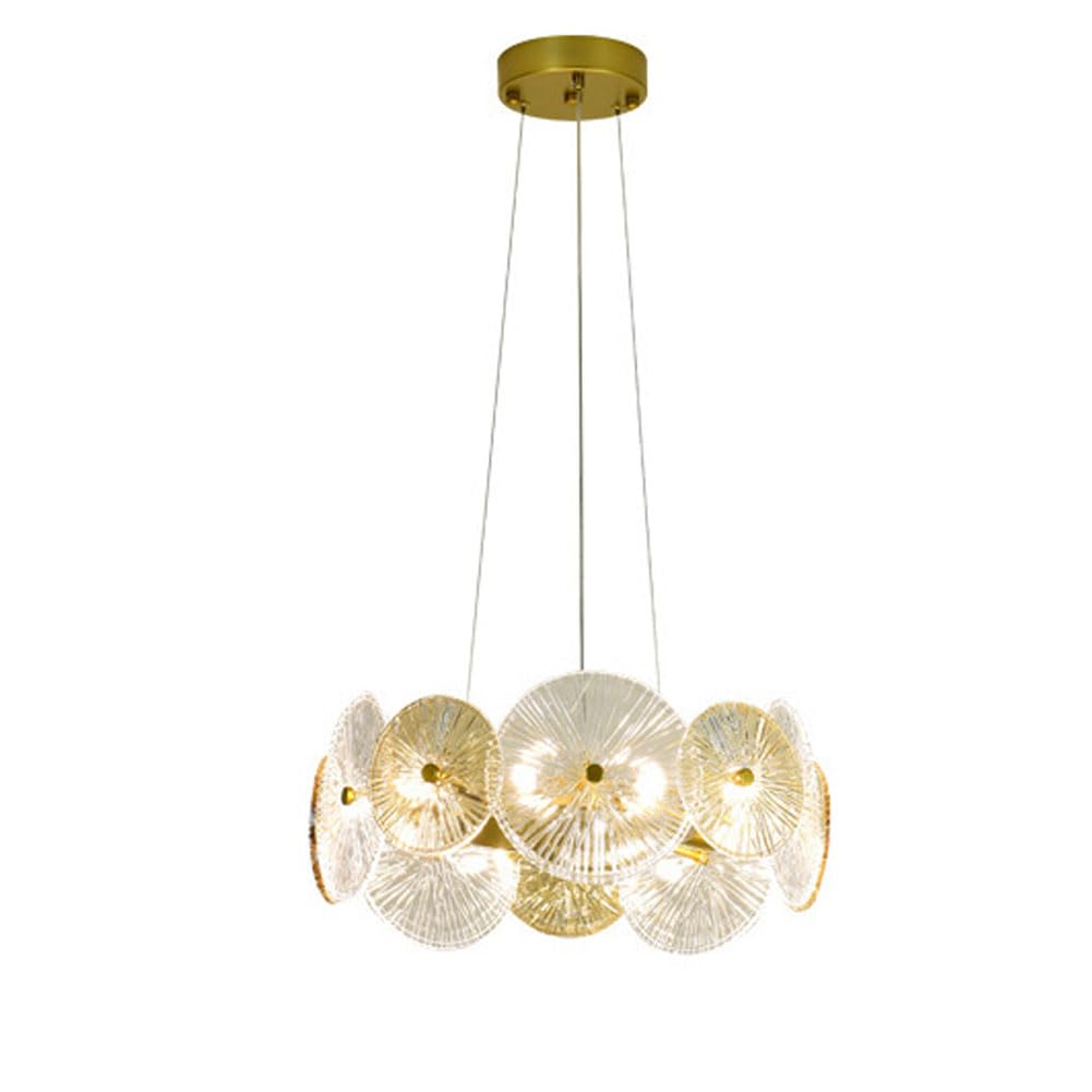 KXEcoLife Modern minimalist lotus leaf chandelier, Scandinavian round glass designer ring for living room sample house dining bedroom light fixture,50cm