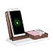 Produktbild Relaxdays Induktions Ladegerät, kabelloses Laden, universal, drahtlos, Zettelbox, Wireless Charger aus Holz, weiß/braun, Größe