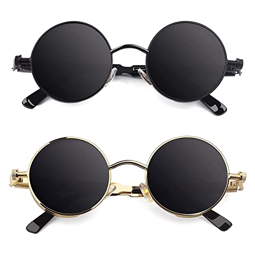 Image of CGID Retro Steampunk Round Polarized Sunglasses Men Womens Metal Circle Frame UV400 Protection E72