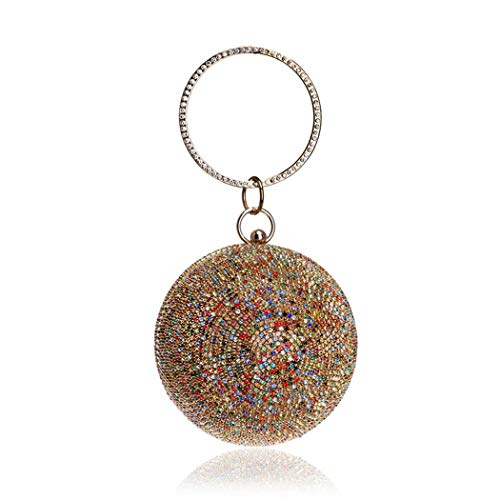 Image of Ball Shape Clutch Purse Party Handbag Rhinestone Ring Handle Evening Bag