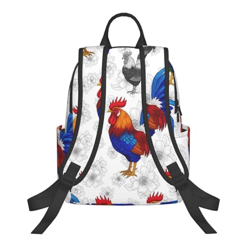 Lightweight Casual Sports Backpack for Men Women, Travel Bag Outdoor Adventure, Rooster Chicken Daypack Rucksack3