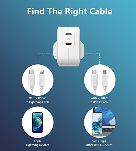 USB C Charger Plug, SPLAKS 40W PD Charger Dual Port Fast Charger, Type C Wall Charger Adapter for iPhone 12/12 Mini/12 Pro/12 Pro Max/11/XR, Galaxy, Pixel, iPad Pro and More