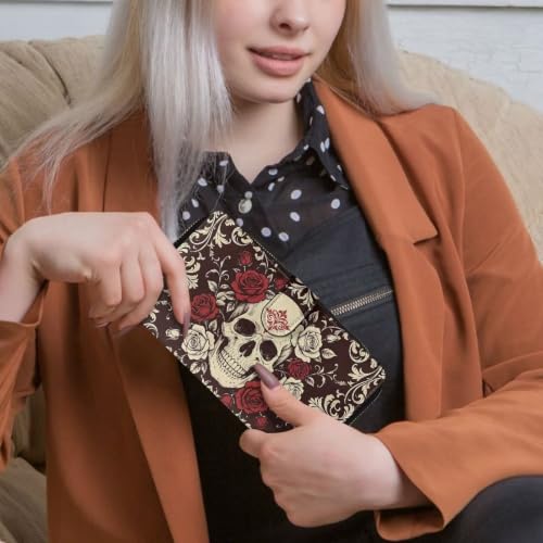 Image of COEQINE Ladies Wallets Pink Leopard Heart Black Printed Leather Phone Long Clutch Purses Check Coin Change Holder