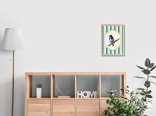 Image of Modern Scenery Bird Wall Art Frame | Pinterest Inspired Aesthetic Wall Decor | Bird Photo Frame | Ready to Hang Minimal Nature Frame for Living Room Bedroom & Office | (Design 3)
