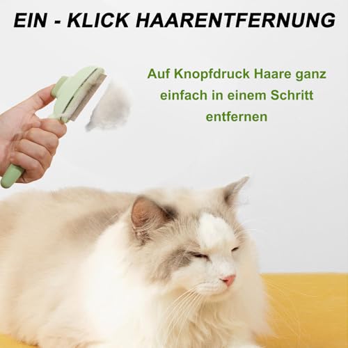 2 Stück Selbstreinigender Katzenkamm - Tiefenreinigung Flohkamm für Katzen, Entfernen von Schwimmenden Haaren und Öffnungsknoten Katzenbürste, Schönheitspflege Haar Hundekamm, Haustier Fellblitzbürste