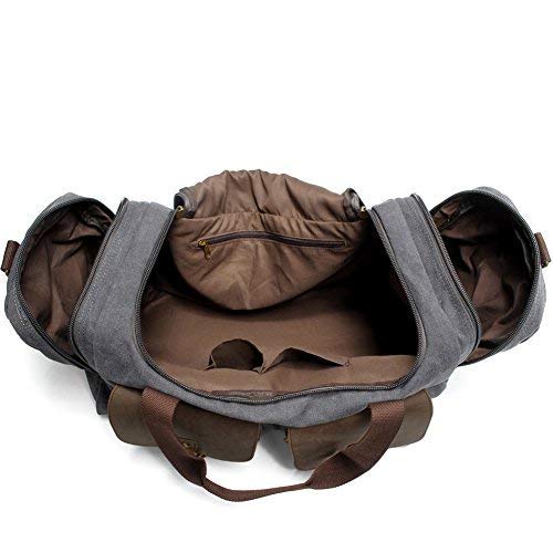 Kemy's Canvas Duffle Bag for Mens Oversized Overnight Bag Weekend Duffel Weekender Travel Bags Leather Doufle Gym Carryon Airplanes Carry On Luggage Large Easter Gifts