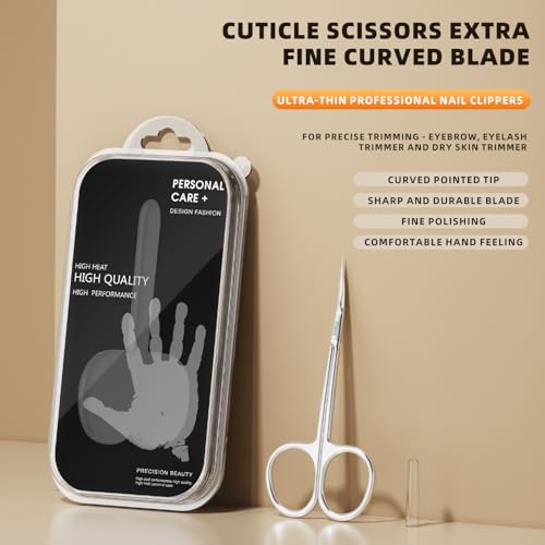 ESSBES Facial Hair Small Precise Grooming Scissors for Men Women Extra Fine Curved Blade Super Slim Professional Manicure Scissors for Cuticle, Eyebrow, Nose Hair, Mustache, Bead and Dry Skin