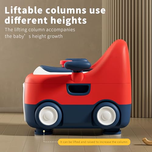 Baby Potty Toilet Potty Training Seat with Handles/Foot Stool/High Back Support, Foldable Portable Potty Chair with Night Light Guard Handle Soft Cushion for Kids Aged 6 Months to 6 Years Old (Red) - Image 3