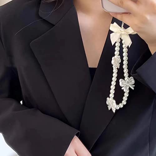 Showkanbay Phone Charms Strap,Pink Cute Phone Charms Aesthetic Love Phone Chain Girl Beaded Phone Strap Pearl Beaded Phone Lanyard Jewelry(Pearl Butterfly) #TOP3