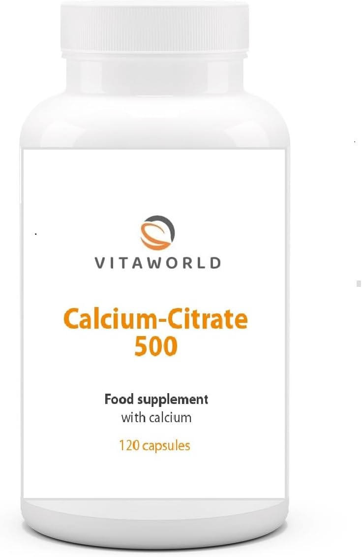 Vita world Calcium Citrate 500 l 533 mg Pure Calcium per Daily dose l Made with tricalcium Citrate l high bioavailability l Vegan l 120 Capsules