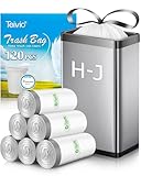 Teivio 8-12 Gallon 120 Counts Strong Drawstring Trash Bags Garbage Bags, Medium Kitchen Trash Can Bathroom Bin Liners, Plastic Trash Bags for Home Office Kitche, White