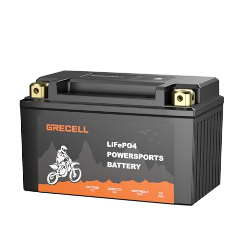 GRECELL Lithium Motorcycle YTZ12S-BS / YTZ14S-BS LiFePO4 Battery, 12V 6Ah Motorcycle Powersports Battery, YTZ10S-BS Battery Compatible ATV, UTV, Jet Ski, Lawn Mower, Scooter, Motorcross, Tractor