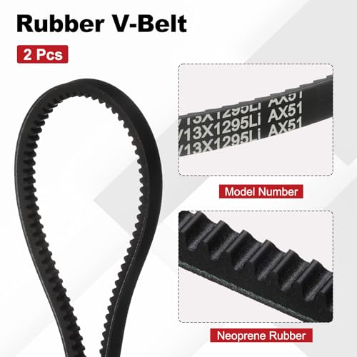 Image of AX51 Belt, Raw Edge Cogged Industrial Rubber EPDM V-Belt, Pack of 2 | 1 /2 inch(13mm) Width x 51 inch(1295mm) Inside Circumference x 5 /16 inch(8mm) Height