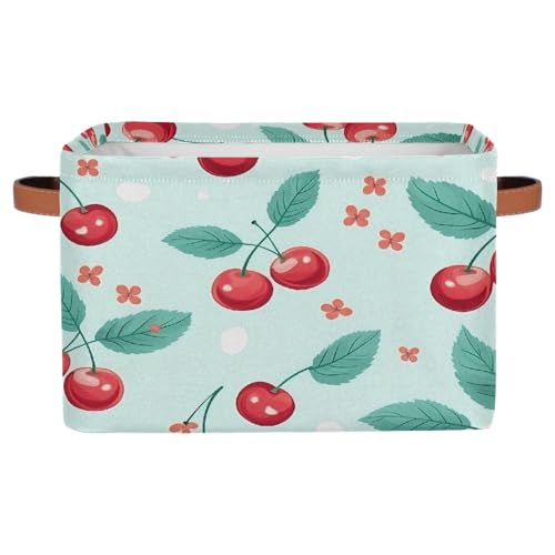 Mexpekil Boîte de rangement pliable avec poignées, cubes de rangement pliables en tissu pour étagères, armoire, commodes, jouets et vêtements (Cherry Fuit)