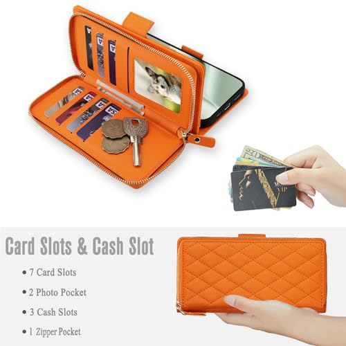 Étui portefeuille Google Pixel 10 Pro XL orange à fermeture éclair - 2