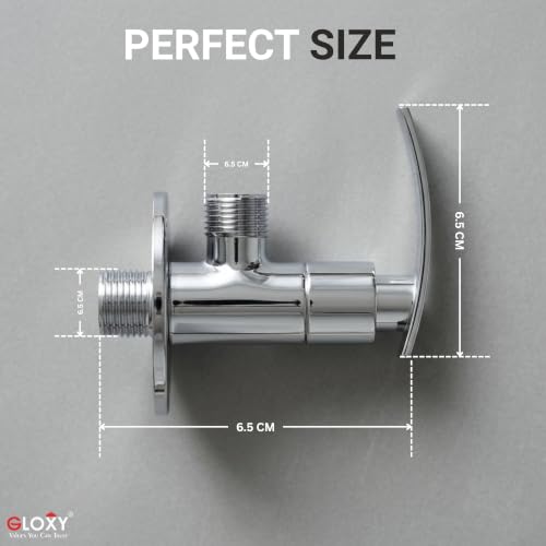 Image of GLOXY Premium Angle Valve for Bathroom with Delight Lever Combo Pack of 5 - One Way Angle Valve with Wall Flange - Angle Cock With Chrome Finish for Kitchen Sink, Bathroom & Wash Basin