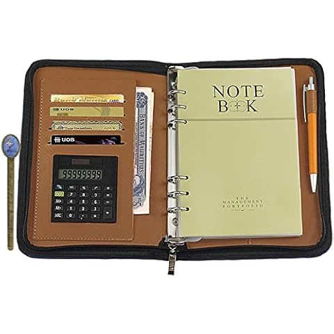 PU Leather Business Portfolio Binder Conference Portfolio A5 Folder Zip-Around Loose-Leaf Notepad Manager Executive Folder Work Journal Personal Organizer Travel Portfolio Cover