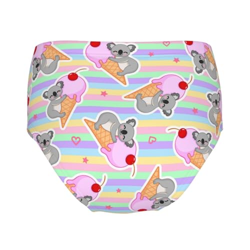Koala Bears With Ice Cream On Striped Girls' Underwear Soft Cotton Little Girls Panties Comfort Briefs2