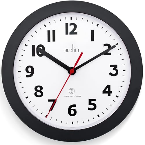 Acctim Parona Radio Controlled Wall Clock 23cm Diameter (Black)
