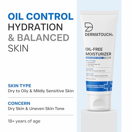 Image of DERMATOUCH Oil-Free Moisturiser - Lightweight Hydration | Non-Greasy Daily Moisture Care | Helps Maintain Skin Balance | 100g