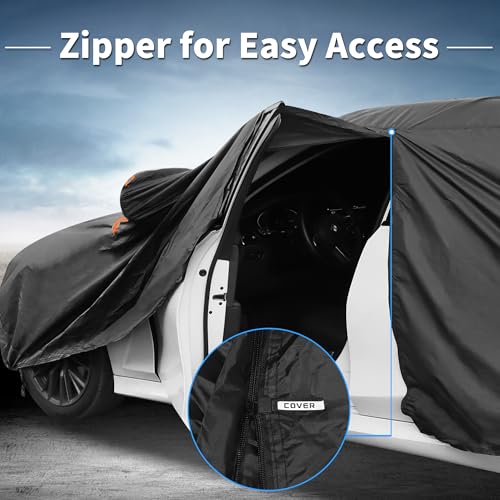 Image of X AUTOHAUX Car Cover for BMW 3 Series 2013-2025 Aluminum Film Outdoor Waterproof Sun Rain Snow Hail Protection with Driver Door Zipper