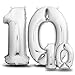 Produktbild envami® Luftballons 10. Geburtstag XXL Silber - Riesen Folienballon in 2 Größen 40" & 16" - 101cm + 40cm Geburtstagsdeko Set - Vier Zahlen - Ideal als Deko - fliegt mit Helium