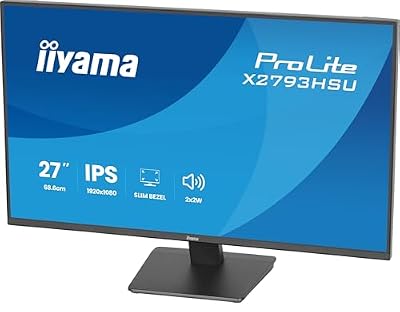 Iiyama Prolite X2793hsU-B1 27" FulL-Hd IpS-Monitor, 120hz, 1ms, UsB-Hub, Schwarz (x2793hsU-B1)